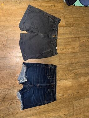 American Eagle Outfitters Dark Blue and Charcoal Jean Shorts Duo